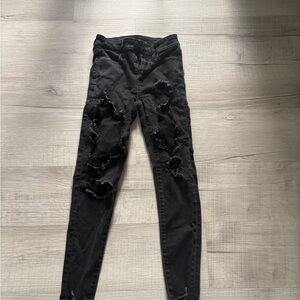 American Eagle Outfitters Black Distressed Skinny Jeans